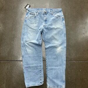 Vintage 35x29 Light Wash Denim Straight Leg Distressed Jeans